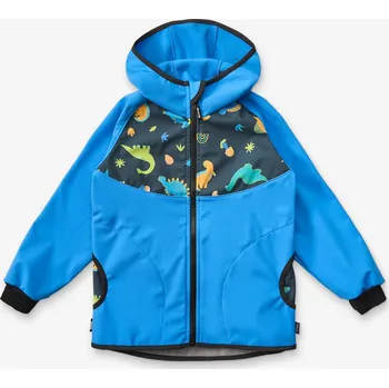 Chlapecká bunda unuo Dětská softshellová bunda s fleecem Basic, Modrá, Dinosauři Velikost: 98/104