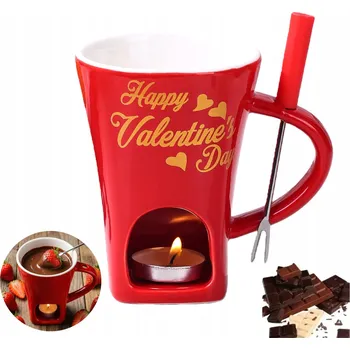 Hrneček na fondue, hrnec na rozpouštění čokolády, ohřívací hrnek červený 155 ml