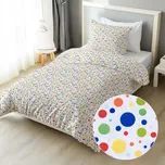 Dětské bavlněné ložní povlečení Sandra SA-006 Barevné puntíky na bílém Jednolůžko 140x200 a 70x90 cm