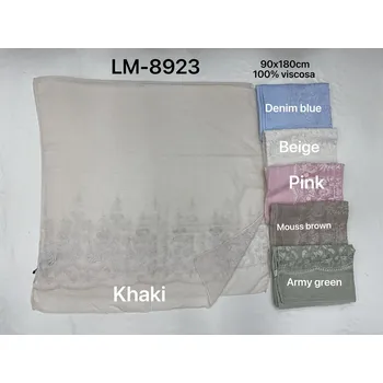 Šála Dámská šála s výšivkou LM-8923 barva: zelená-khaki