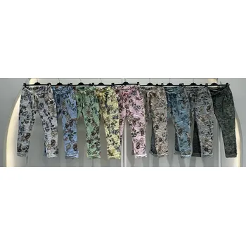 Dámské kalhoty Kalhoty do gumy s potiskem 70029 barva: zelená-khaki