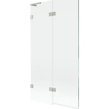 Vanová zástěna Mexen Lunar L vanová zástěna dvoukřídlová levá 100 x 150 cm, transparentní, kartáčovaný nikl - 897L-100-100-97-00-L Vanové zástěny