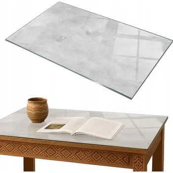 Jídelní stůl Skleněná Deska na Stůl S Potiskem Betonová textura s rýhami 100x70 cm