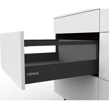 Nábytkové kování Cemux A Box zásuvka antracit H199 s relingem - 450 mm