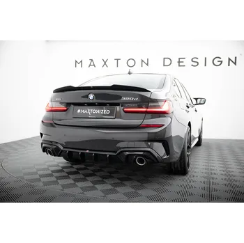 Tuning Maxton Design vložka zadního nárazníku pro BMW řada 3 G20 M-Pack, G21 M-Pack, černý lesklý plast ABS, Sedan/Touring, pro vozy bez tažného zařízení
