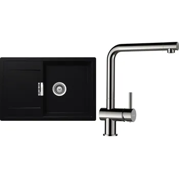 Kuchyňský dřez Set Schock S6-3 (dřez Mono D-100 Puro + baterie Epos Nerezový vzhled)