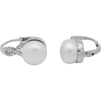 Náušnice Stříbrné náušnice s perlou a zirkony