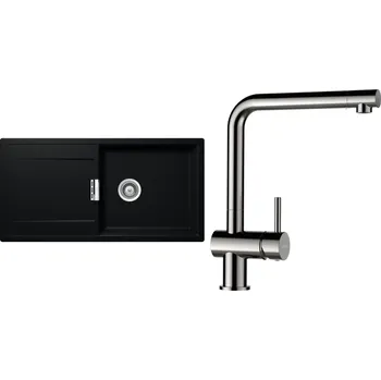 Kuchyňský dřez Set Schock S8-3 (dřez Mono D-100L Puro + baterie Epos Nerezový vzhled)