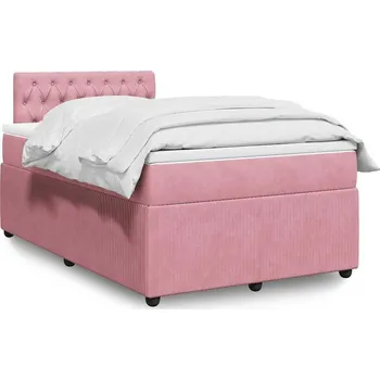 Postel vidaXL Box spring postel s matrací 120 x 190 cm samet [3289993] Barva: Růžová