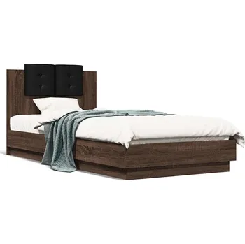 Postel vidaXL Rám postele s čelem 90 x 200 cm kompozitní dřevo [3209945] Barva: hnědý dub