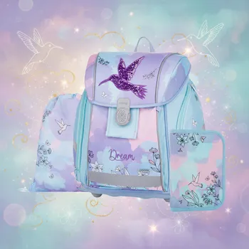 Školní batoh Oxybag Premium Light Školní set Kolibřík fialová sada batoh, penál, sáček 0-59625
