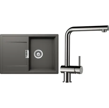 Granitový dřez Set Schock S5-3 (dřez Mono D-100S Silverstone + baterie Epos Nerezový vzhled)