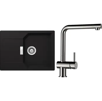 Granitový dřez Set Schock S19-5 (dřez Manhattan D-100S Onyx + baterie Epos Nerezový vzhled)