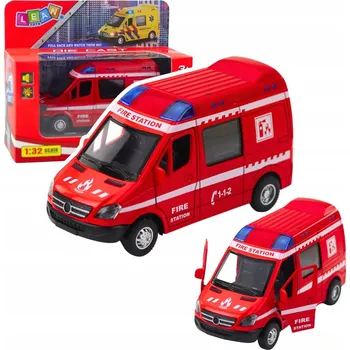autíčko Hasičské auto kovové natahovací se světly a zvuky červené 1:32