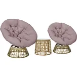 Zahradní nábytek Outsunny 3-dílná bistro souprava s konferenčním stolkem a 2 židlemi, zahradní sedací souprava s polštáři, balkonový nábytek na terasu ve žluté barvě |