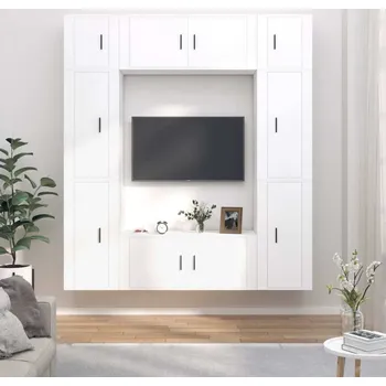 Obývací stěna vidaXL 8dílný set TV skříněk kompozitní dřevo [3188641] Barva: Bílá