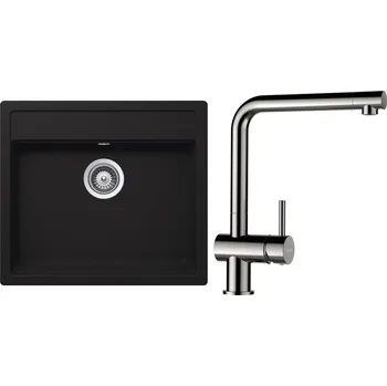 Kuchyňský dřez Set Schock S24-5 (dřez Nemo N-100 Onyx + baterie Epos Nerezový vzhled)