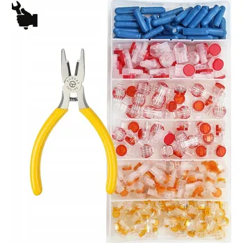 Bezpečnostní kamera SADA SPOJEK A LISOVACÍCH KLEŠTÍ 240 KUSŮ PRO SPOJOVÁNÍ TELEFONNÍCH KABELŮ