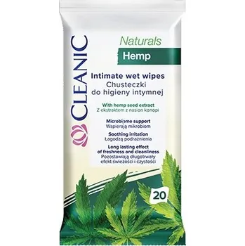 Cleanic Naturals Hemp Vlhčené ubrousky pro intimní hygienu 20 kusů