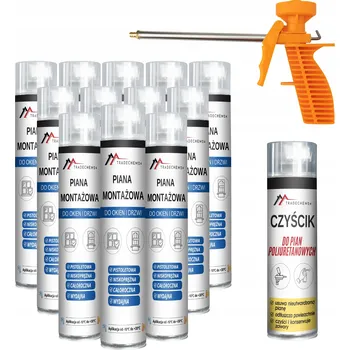 Montážní pěna SADA MONTÁŽNÍ PU PENA NA OKNA DVEŘE + ČISTIČ + PISTOLE