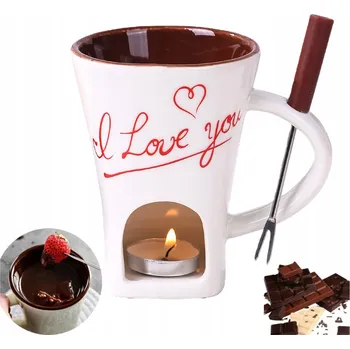 Hrneček na fondue, hrnec na rozpouštění čokolády, ohřívací hrnek, bílý, 155 ml