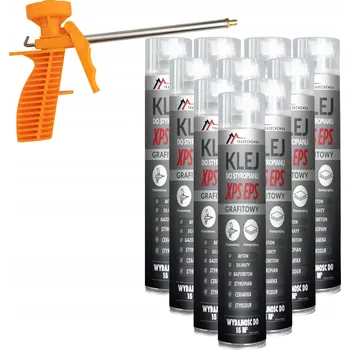 Tepelná izolace 10x GRAFITOVÁ PĚNOVÁ LEPICÍ PĚNA NA POLYSTYREN XPS EPS + PISTOLE SADA