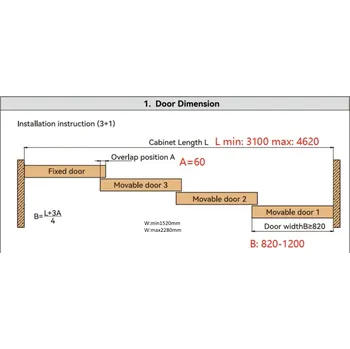 Dveřní kování Cemux Starship sada kaskáda pro rámové posuvné dveře s tlumením 3+0 - 80 kg