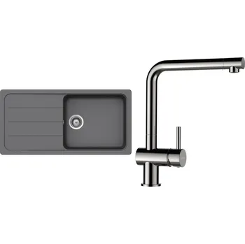 Kuchyňský dřez Set Schock S26-5 (dřez Formhaus D-100L Croma + baterie Epos Nerezový vzhled)