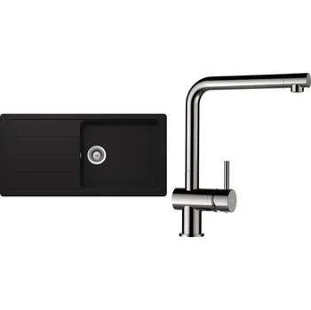 Kuchyňský dřez Set Schock S26-5 (dřez Formhaus D-100L Onyx + baterie Epos Nerezový vzhled)