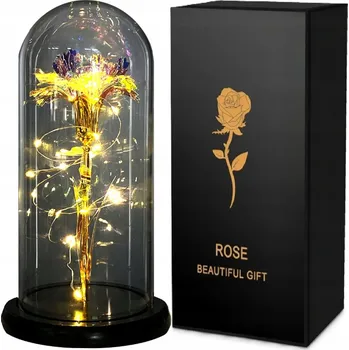 Náhrdelník Věčná Růže ve Skle Svítící Kytice Dárek Růže LED Lampička Skleněná Trubice