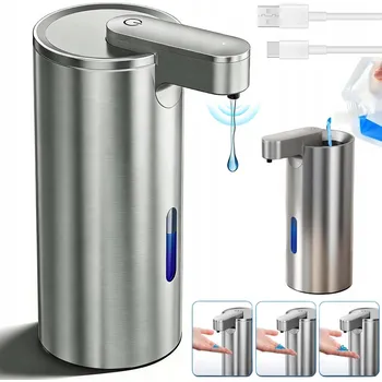 Dávkovač mýdla BEZDOTYKOVÝ DÁVKOVAČ MÝDLA AUTOMATICKÝ 340ML VELKÝ USB NEREZOVÁ OCEL