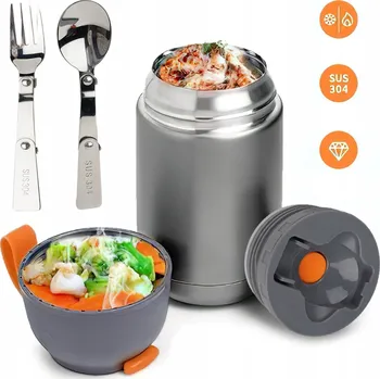 Termoska TERMO NÁDOBA NA JÍDLO POLÉVKU OBĚD TERMOSKA NEREZOVÁ OCEL 650ML