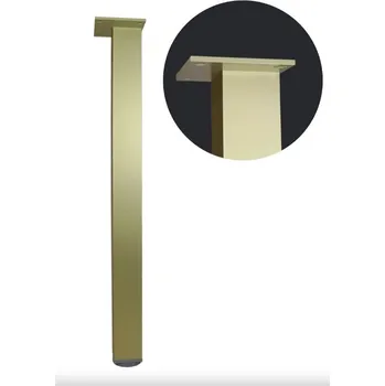 Nábytkové kování Stolová noha výška 710 mm - 60x60 mm s regUlací zlatá broušená
