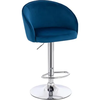 Barová židle Barová židle Fjone velur modrá - základna chrom
