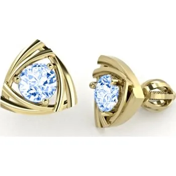 Náušnice Couple, Peckové náušnice Triola, žluté zlato se světle modrým zirkonem, 585-66-3-0672.0Z00.0.00.003.05