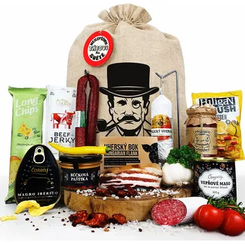 Dárkový potravinový koš Persi - Dárkový koš XL v pytli pro chlapa, muže dospělé k vánocům, Pytel s visačkou