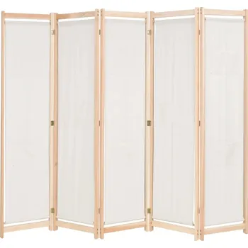 Paraván 5dílná Paraván , krémová, 200 x 170 x 4 cm, textil