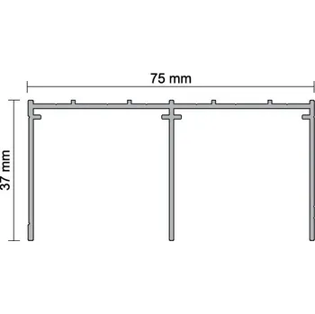 Nábytkové kování Aluprofil Kolejnice horní 75 mm - Bílá lesklá - 3 m