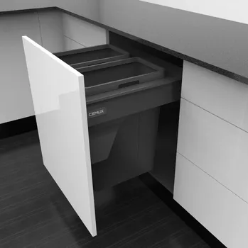 Odpadkový koš Cemux Bins sorter + H Box Slim bílý 60/2 2 x 35 l
