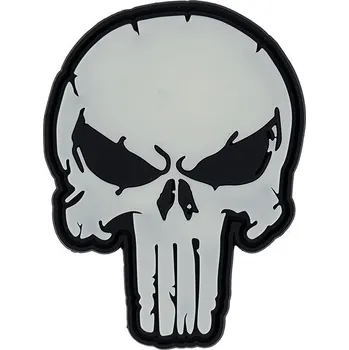 Nášivka Nášivka 3D plastová PUNISH SKULL velcro GLOW IN THE DARK (Nášivka 3D plastová PUNISH SKULL velcro GLOW IN THE DARK)