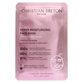 Pleťová maska Christian Breton 3x hyper moisturizing face masks - Plátýnková maska s kyselinou hyaluronovou pro intenzivní hydrataci 3 ks