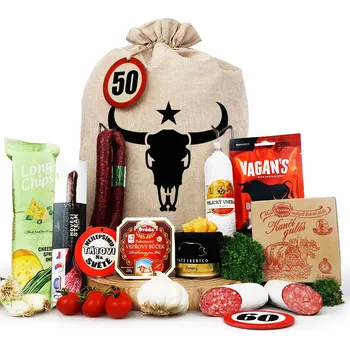 Dárkový potravinový koš Persi - Masožravý dárkový pytel s bůčkem pro chlapa k narozeninám anebo vánocům