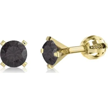 Náušnice Couple, Třpytivé peckové náušnice Sasha, žluté zlato s&nbsp;černými zirkony, 585-66-3-0597.0Z00.0.00.009.05
