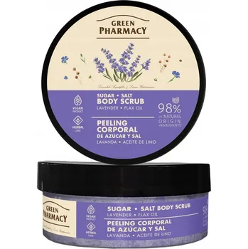 Tělový peeling GREEN PHARMACY Cukrovo-solný tělový peeling Levandule a lněný olej, 200 Ml