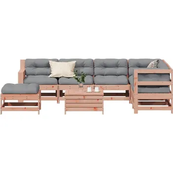 Zahradní sestava vidaXL 8dílná zahradní sedací souprava s poduškami masivní borovice [3250571] Barva: Přírodní douglaska