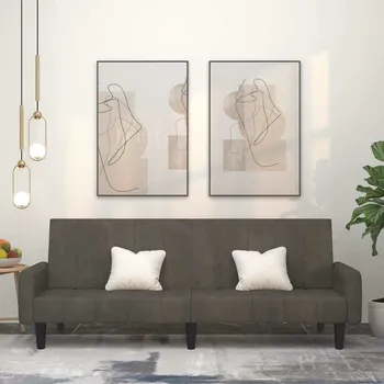 Pohovka vidaXL 2místná rozkládací pohovka samet [375779] Barva: Tmavě šedá