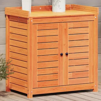 Zahradní stůl vidaXL Přesazovací stůl s policemi hnědý 82,5x50x86,5 cm borové dřevo [844635] Barva: Hnědá