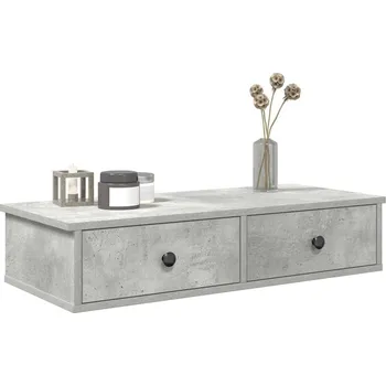 police vidaXL Nástěnná police se zásuvkami 80 x 31 x 17 cm kompozit [859953] Barva: Betonová šedá