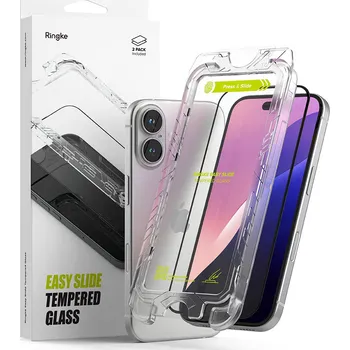 Telefonní příslušenství Ringke - Tvrzené sklo Easy Slide (2 balení) - iPhone 15 Plus - černé