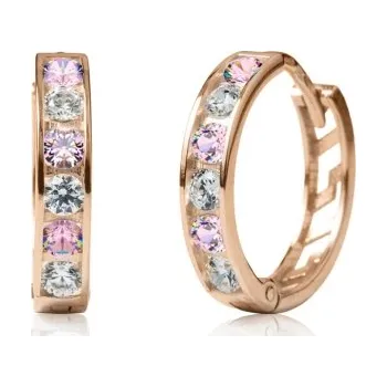 Náušnice Couple, Dívčí kruhové náušnice Elaxi II, růžové zlato s&nbsp;růžovými zirkony, 585-66-3-0364.4C00.0.11.108.61